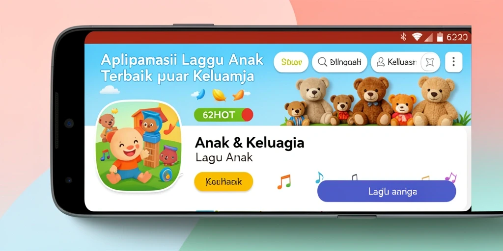 Antarmuka pengguna 62HOT menampilkan pilihan lagu anak yang menarik.
