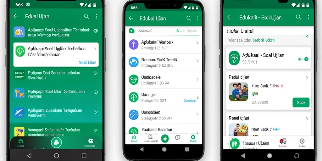Tampilan antarmuka aplikasi Soal Ujian 66K yang interaktif.