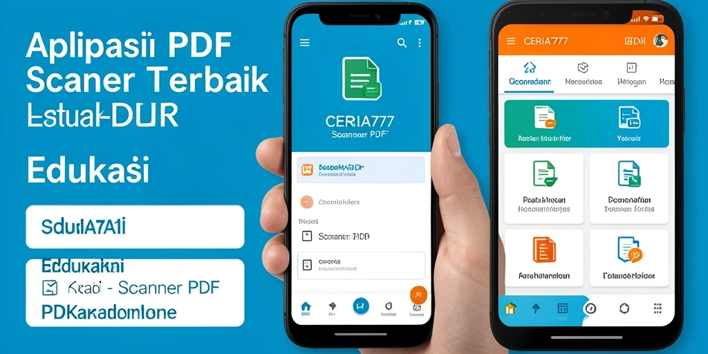 Antarmuka aplikasi CERIA777 yang intuitif dan fitur Scanner PDF yang praktis.
