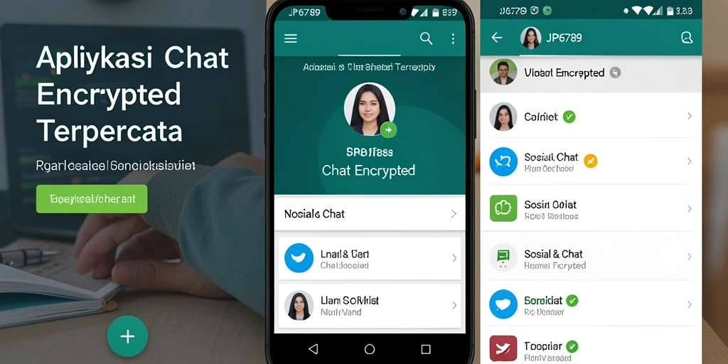 Tampilan antarmuka aplikas Chat Encrypted JP6789 yang modern dan aman.