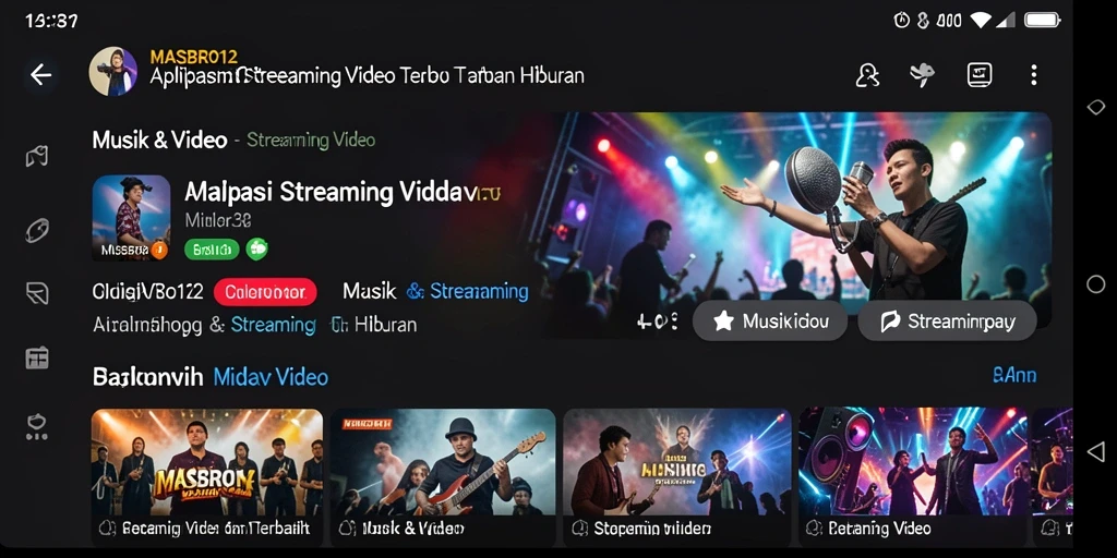 Antarmuka aplikasi MASBRO12 untuk Streaming Video yang menarik dan modern.