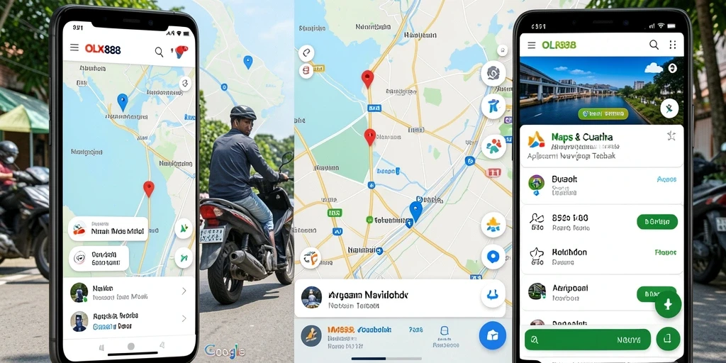 Screenshot OLX888 menampilkan antarmuka aplikasi Navigasi Motor yang intuitif.
