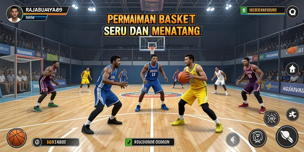 Tampilan antarmuka permainan Basket yang mengasyikkan dan interaktif.