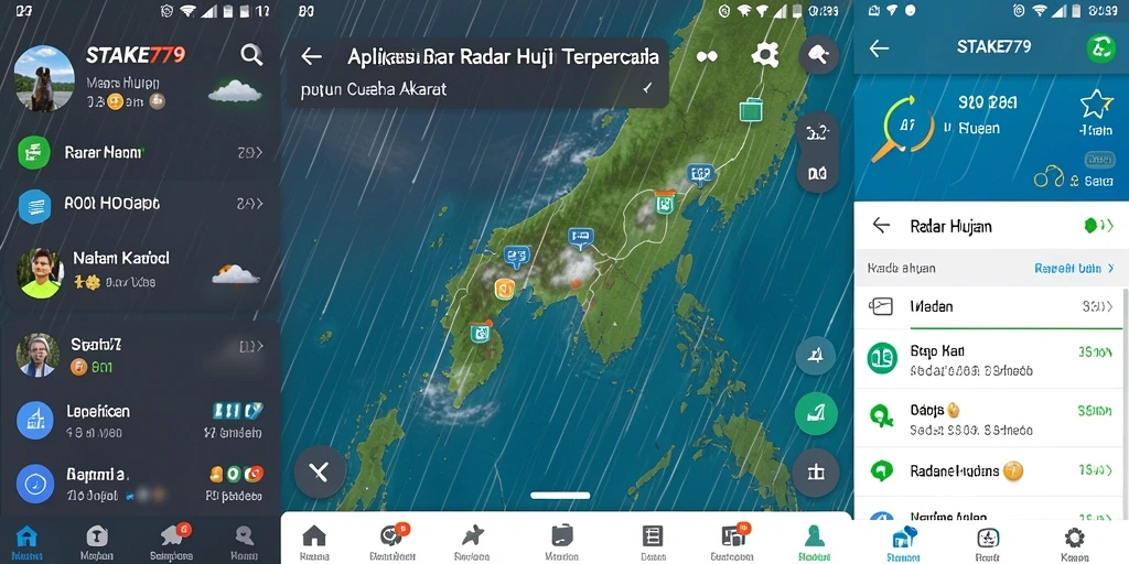 Tampilan antarmuka pengguna aplikasi Radar Hujan STAKE779.